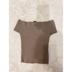 Tan sweater crop top